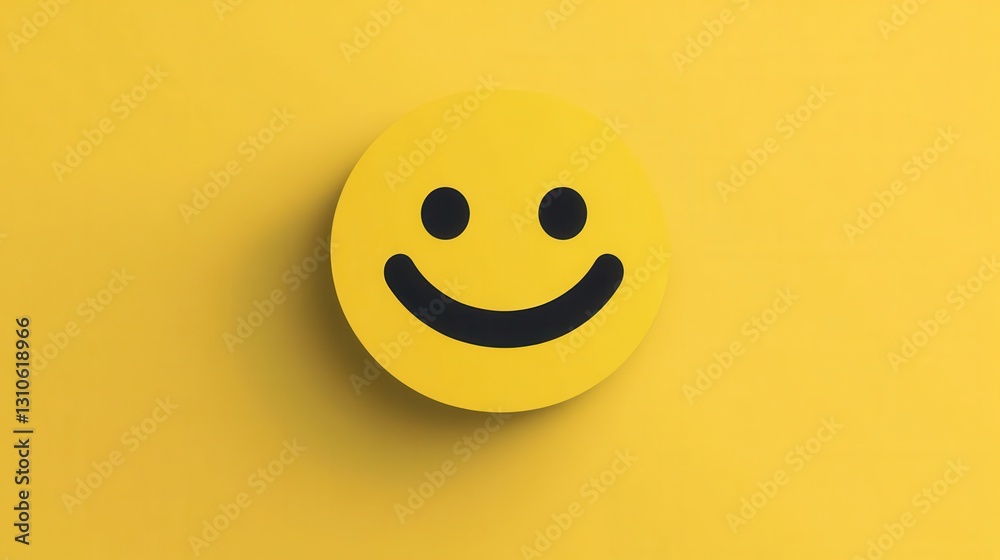 Aufkleber bright yellow minimalist icon of a smiling face designed in flat style perfect for cheerful themes a