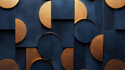 Abstract geometric wall art with circular and rectangular shapes