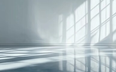 Serene Bright Room with Soft Shadows and Reflection on a Polished Floor