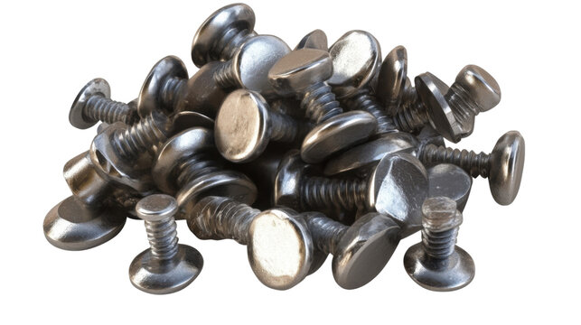 set of metal screws  on transparent background - Powered by Adobe
