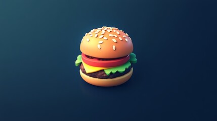Hamburger on blue background