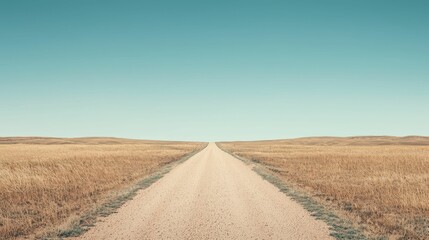 Fototapeta premium Minimalist View of a Solitary Roadway at Crossroads Under Clear Sky