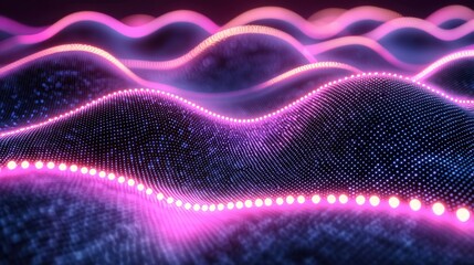 Abstract Wave Forms; Digital Landscape; Night