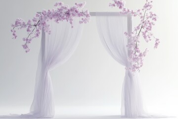 Elegant White Wedding Arch with Cherry Blossoms.