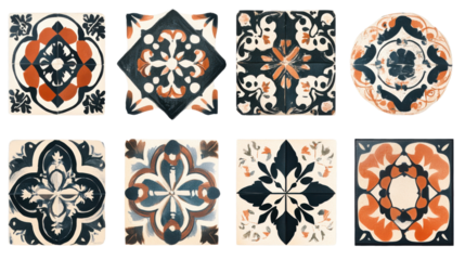 set of four seamless patterns with flowers