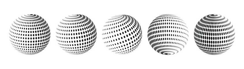 Fototapeta premium oval globe halftone set