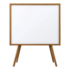 Blank square wooden frame standing on legs isolated on white background