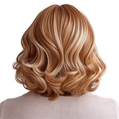 Naklejka premium Wavy Bob Hairstyle On Blonde Woman. Back View