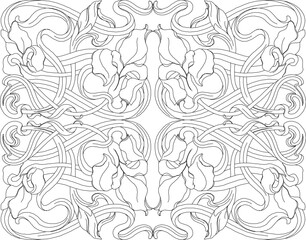 sketch vector illustration silhouette design baground decorative carving ornament floral decoration classic vintage ethnic