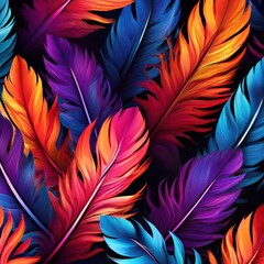 Fototapeta premium an AI Image Generator, Vibrant Orange and Blue Feathers with Abstract Artistic Design