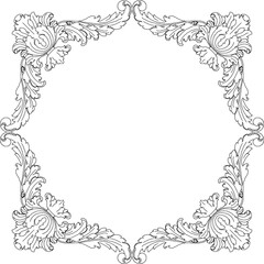 sketch vector illustration silhouette design frame decorative carving ornament floral decoration classic vintage ethnic 