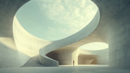 A person walking through a spacious white building symbolizing freedom and opportunities in adaptive learning environments