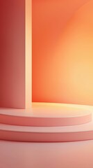 Minimalist Stage Background with Soft Orange Gradients and Shadows