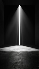 Minimalist Stage Design with Pure Black Background and Light Beam