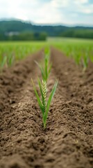 Minimalist View of Small Patch of Wheat in Green Landscape