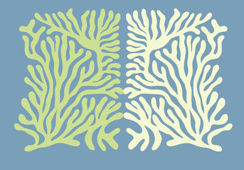 Coral reef artwork retro clip art illustration vector wall print art poster editable © Luqman