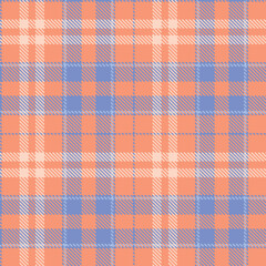 Warm Soft Blue and Smoky Dark Peach Seamless Tartan Textile Design