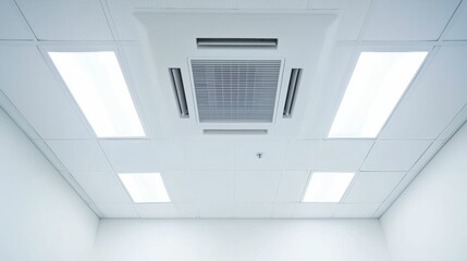 Fototapeta premium Modern Minimalist Workspace with Discreet Air Conditioning Design