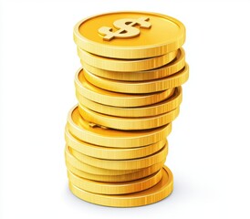 Stacked Gold Coins with Dollar Sign Symbolizing Wealth and Prosperity