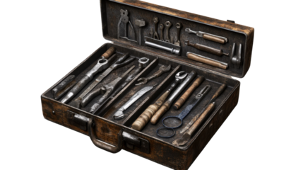 set of old rusty tools isolated