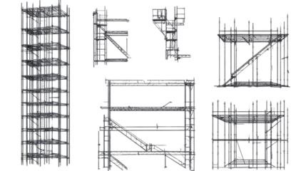 Scaffolding structure on transparent background