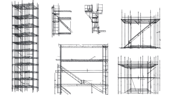 Scaffolding structure on transparent background