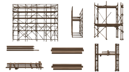 Scaffolding structure on transparent background