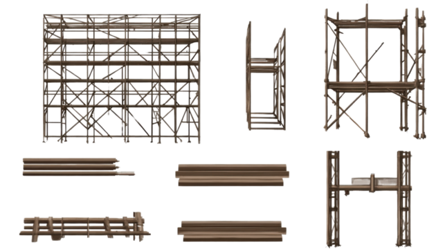 Scaffolding structure on transparent background