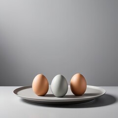 Three Eggs on a Grey Plate