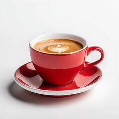 Fototapeta premium Red Cup of Latte Art Coffee