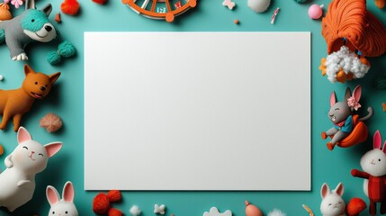 Bright White Paper Surrounded by Colorful Toys Inspiring Creative Play