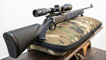 Rifle, Scope, Camo-Bag, White-Background