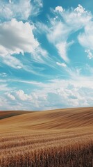 Fototapeta premium Expansive Panoramic View of a Vast Agricultural Field Under Clouds