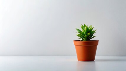 Minimalist Plant Pot White Background, Simple Houseplant Photography, Isolated Potted Plant Image