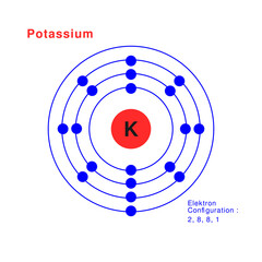 Bohr model of the Potassium atom. electron structure of Potassium