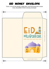 This Eid Money Envelope Craft template is a fun DIY activity for kids and adults to design, color, and decorate gift envelopes. Perfect for adding a personal touch to Eid celebrations.