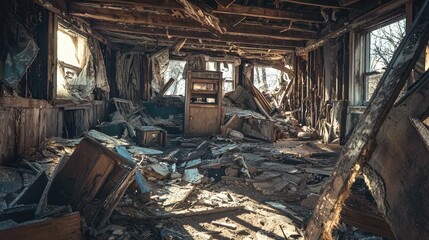 Rustic Room Filled with Natural Debris and Weathered Timbers