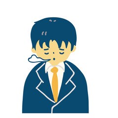 ため息をつく男性