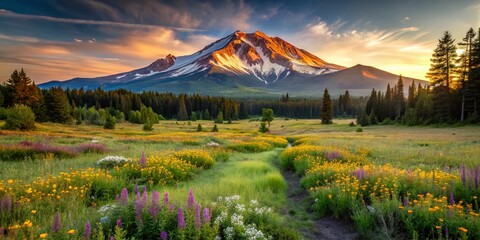 Obraz premium Majestic Mount Shasta Panther Meadow Landscape, California