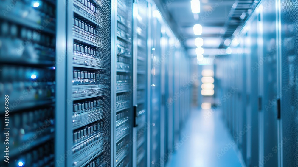 Poster organized storage room with serene battery array and rows of cells
