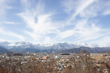 晩秋の北アルプス・大町公園