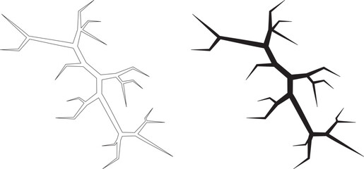 outline silhouette wall crack icon set
