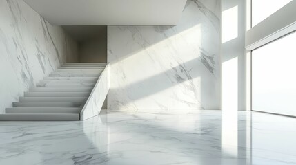Serene Minimalist Marble Interior with Bright Natural Light