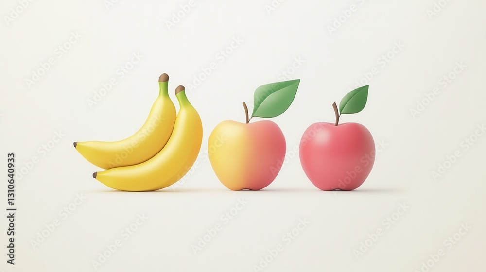 Aufkleber minimalist fruit logo featuring abstract representations of apple, pear, and banana on a white backg