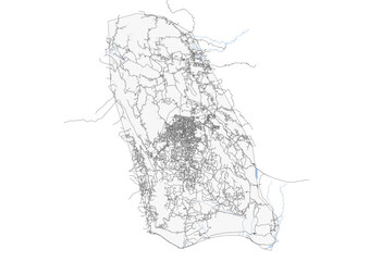 vector map of highways and buildings in the manchester region of jamaica with black and white color