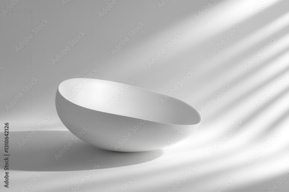 Poster Floating minimalist white bowl with soft shadows and elegant reflections showcasing futuristic design