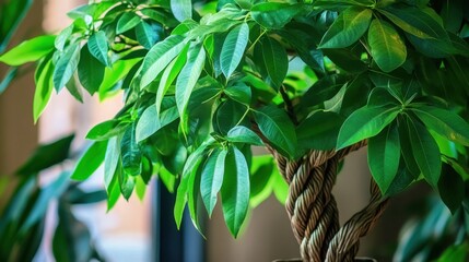 Fototapeta premium A fresh green plant growing in a pot
