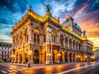 Fototapeta premium Majestic Vienna Opera House Exterior, Left Composition, Ample Copy Space