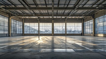 Serene Warehouse Design with Expansive Windows and Natural Light