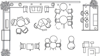 Office Cafe Floorplan Illustration
